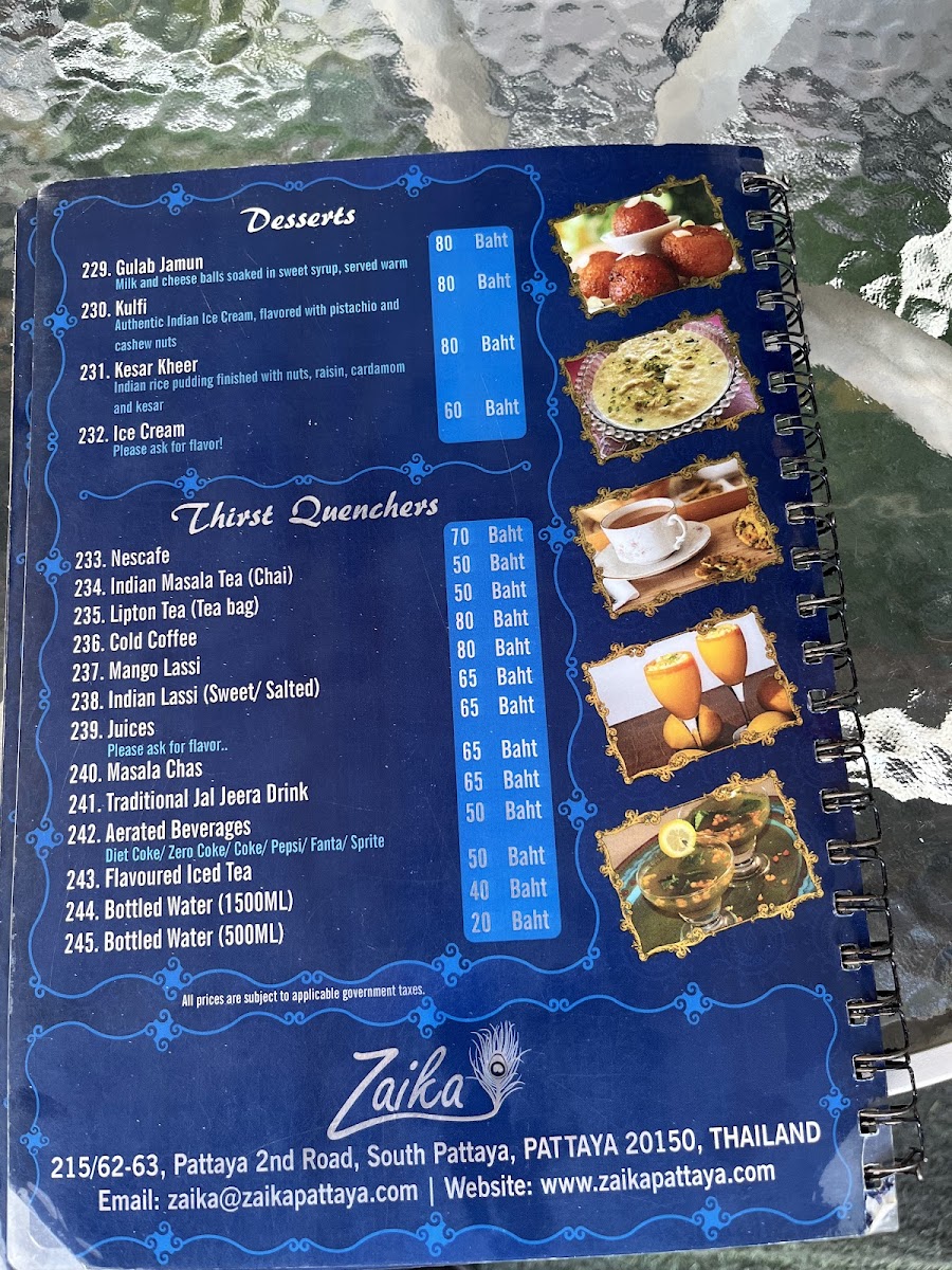 Zaika Indian restaurant Menu - Image 1